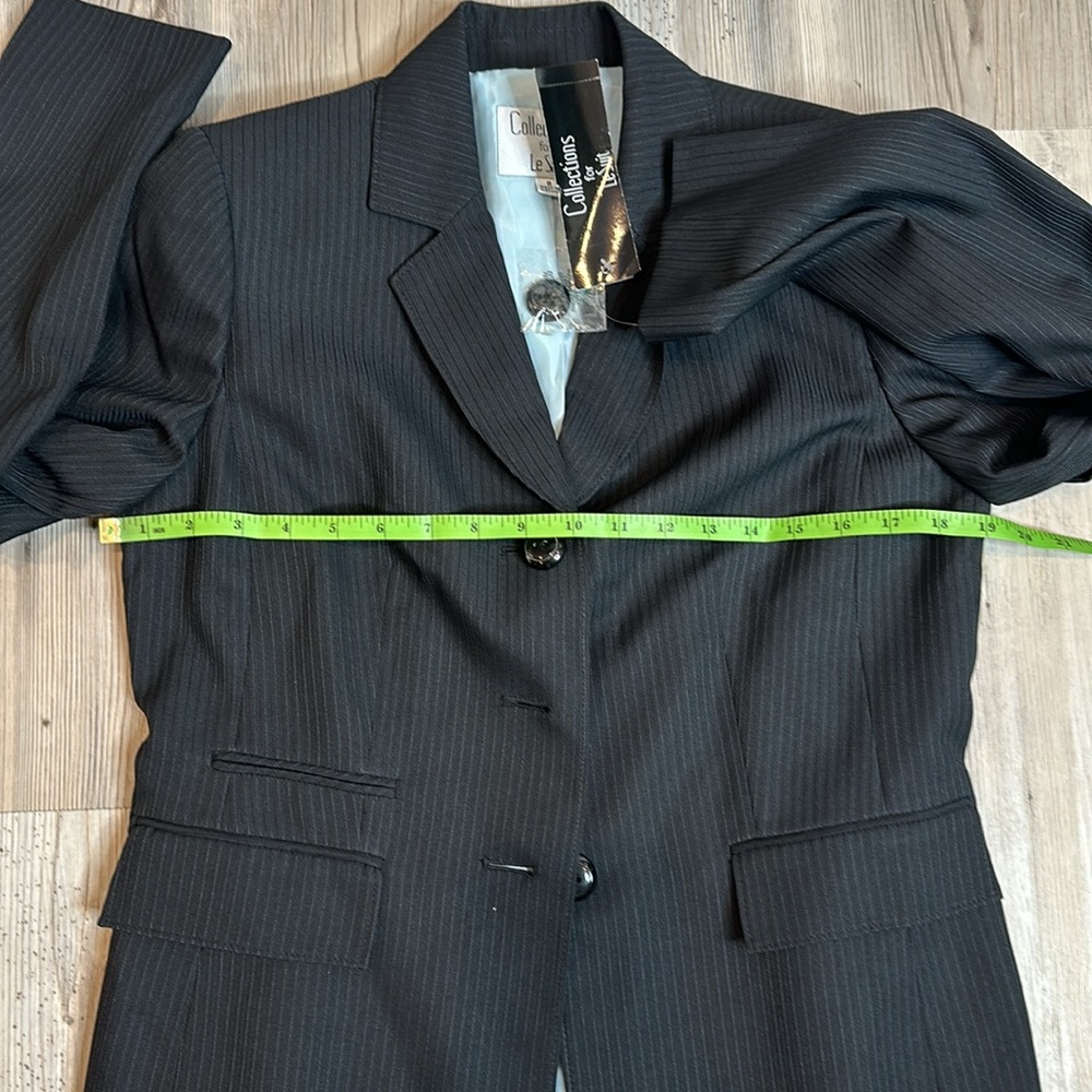 🆕NWT Collections for Le Suit 2 Pv Black Pinstriped Pant Suit, 8 - Picture 8 of 10